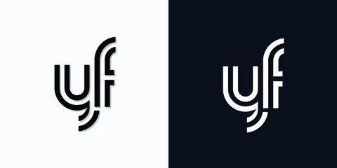 Modern Abstract Initial letter YF logo. This icon incorporates two abstract typefaces in a creative way. It will be suitable for which company or brand name starts those initial.