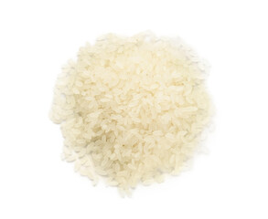 Fototapeta na wymiar Heap of rice on white background