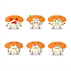 Nigiri sushi cartoon character with nope expression
