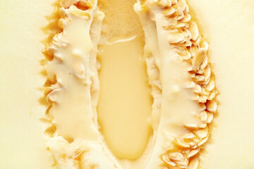 Cut melon with liquid, closeup. Erotic concept
