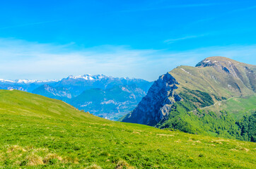 Fragment of a nice mountain view from the trail at Monte Baldo in Italy.