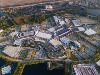 Beautiful aerial view of a huge shopping mal in Florida 