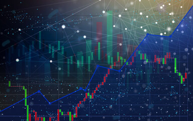Stock Market Chart on Blue Background
