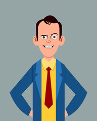  Cartoon male upset facial expression vector illustration. Young businessman character expression for design, motion or animation.