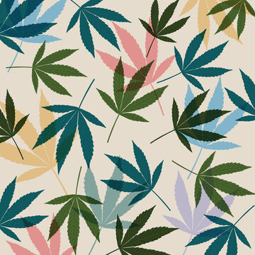 cannabis leaf pattern background vector illustration