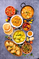 assorted of indian food- top view