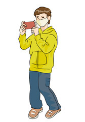 スマホで撮影する男の子