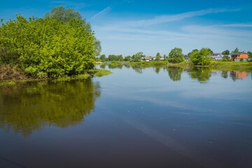 Rural river and blue sky