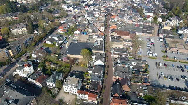 Aerial of small city center in Baarn, the Netherlands