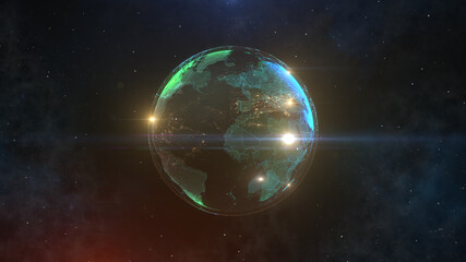 This is a world map on the space, 3D illustration - 428935166