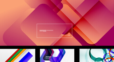 Vector abstract background set. Trendy modern geometric shapes