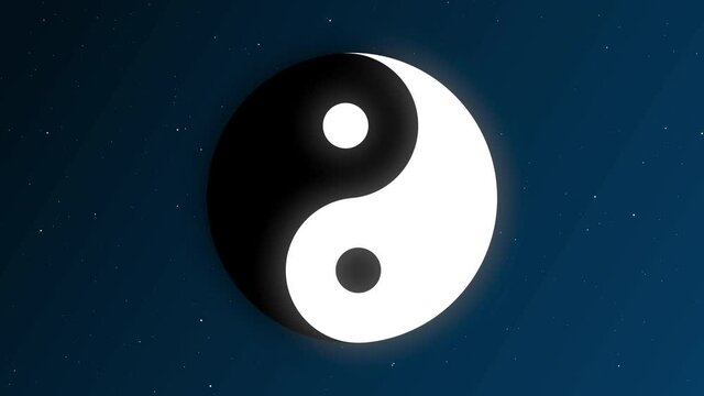 Rotating Yin Yang Symbol Animation on Space Background Seamless Loop