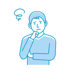 Vector Illustration of young man in trouble or confused.