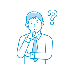 Vector Illustration of young businessman having a question