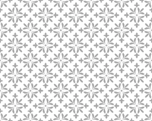 Gordijnen Flower geometric pattern. Seamless vector background. White and gray ornament. Ornament for fabric, wallpaper, packaging. Decorative print. © ELENA