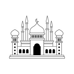 Vector illustration Mosque with outline style