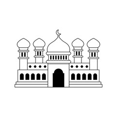 Vector illustration Mosque with outline style