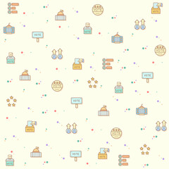 Vector illustration of a cute vote symbol and politics. Collection of democracy, government, tribune, president, protest, voting, polls and other elements. Isolated on beige.