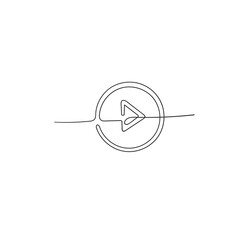hand drawn doodle play button illustration in single line art doodle