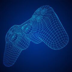Game controller or gamepad for videogames. Wireframe low poly mesh vector illustration. © newb1