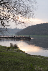 morning landscape of the Dniester river at the crossing