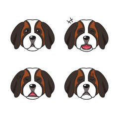 Set of character saint bernard dog faces showing different emotions for design.