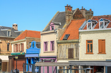 Colorful apartment building in Amiens, Paris, France.
