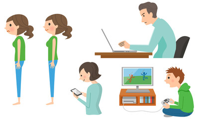 姿勢が悪い人々