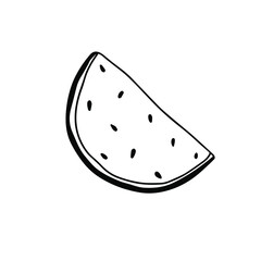 Watermelon icon. Outline drawing, isolated on white background.