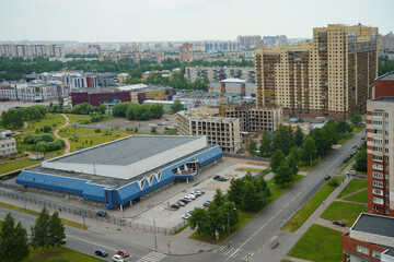 Obraz premium Sankt Peterburg 20/20/2020 , sleeping areas of the city metropolis, Sports complex Spartak.