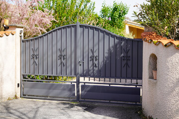 metallic retro classic portal home gray iron classical grey steel vintage metal silver house gate