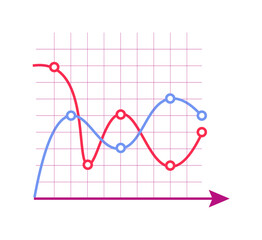 Statistic line chart graph with points isolated