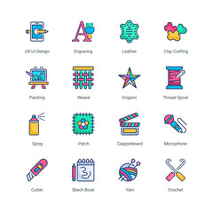 Arts and Crafts Stroke filled line icons - Vector