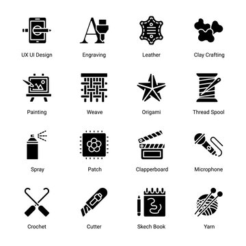Arts and Crafts Stroke Glyph icons - Solid - Vector