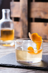 Oaxaca old fashioned cocktail with Mexican mezcal and tequila