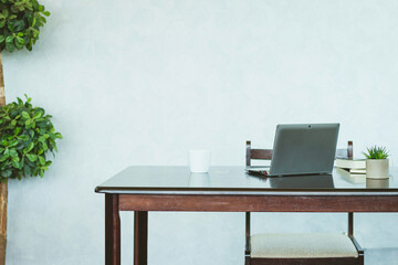 people using smartphone,computer working with happy.