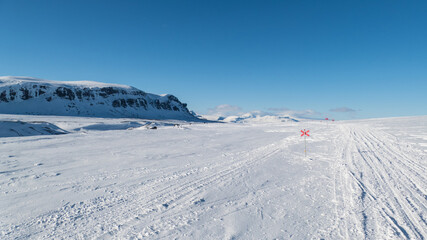 snowy winter landscape of Sarek national park in swedish lappland
