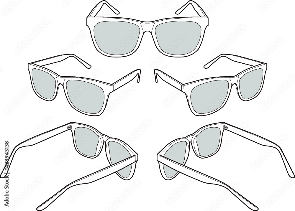 Wall mural Sunglasses fashion flat sketch template