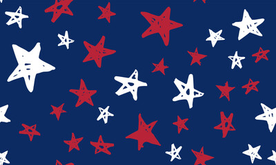 Independence Day USA. Stars grunge. Presidents day. Hand drawn illustration.