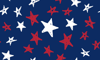  Independence Day USA. Stars grunge. Presidents day. Hand drawn illustration.