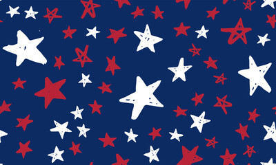  Independence Day USA. Stars grunge. Presidents day. Hand drawn illustration.