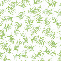 Floral summer seamless pattern of green leaves. Abstract textured light background.