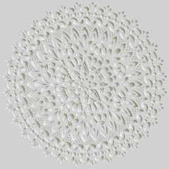 Mandala pattern white 3D gradient good mood. Good for creative and greeting cards, posters, flyers, banners and covers - 428943953