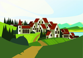 Obraz na płótnie Canvas landscape with houses