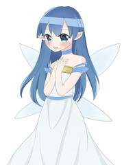 妖精のイラスト　青　笑顔