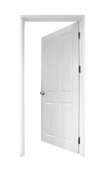 white open doors with doorframe on white background