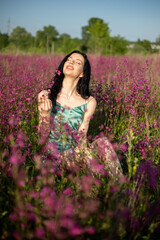 Girl in a field in a dress