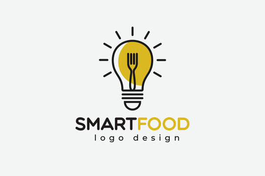 fork bulb food idea smart logo vector icon illustration