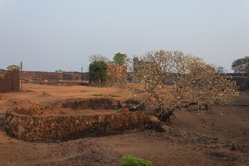 Ruined structures inside Jaigad Fort, Jaigad, Ratnagiri, Maharashtra, India. Built by Bijapur Kings...