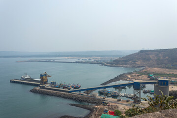 Jetty view from Ratnadurg Fort,  Ratnagiri, Maharashtra, India.